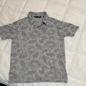 Travis Mathew Light Gray Floral Jacquard Polo